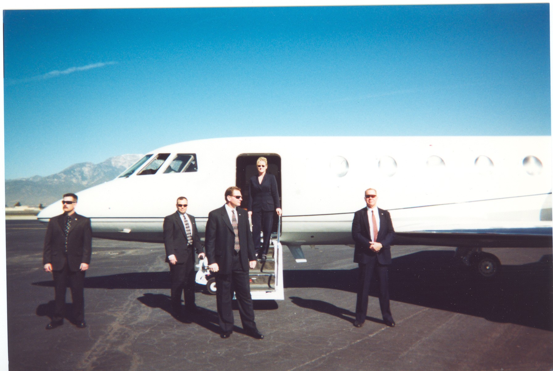 Jim, and his team, protecting a principal coming off of a private jet, which requires knowing the aviation enviornment and Executive Protection.