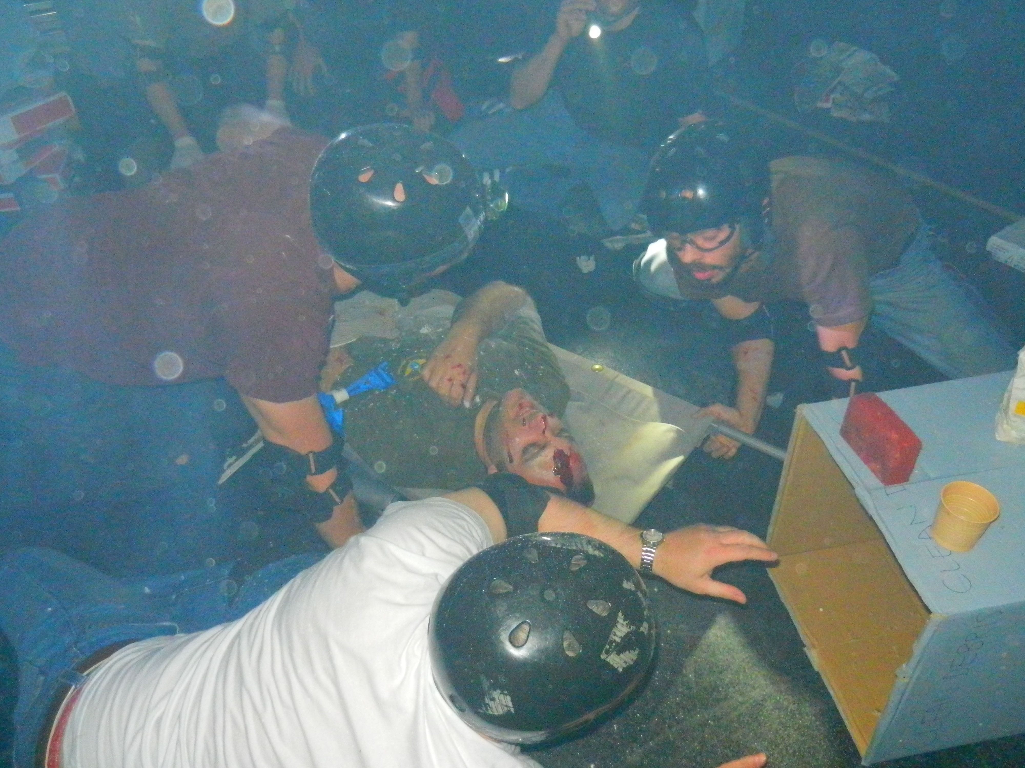 Jim's German Search & Rescue students locate a victim, treat his injuries, and prepares to extract him from the damaged building.