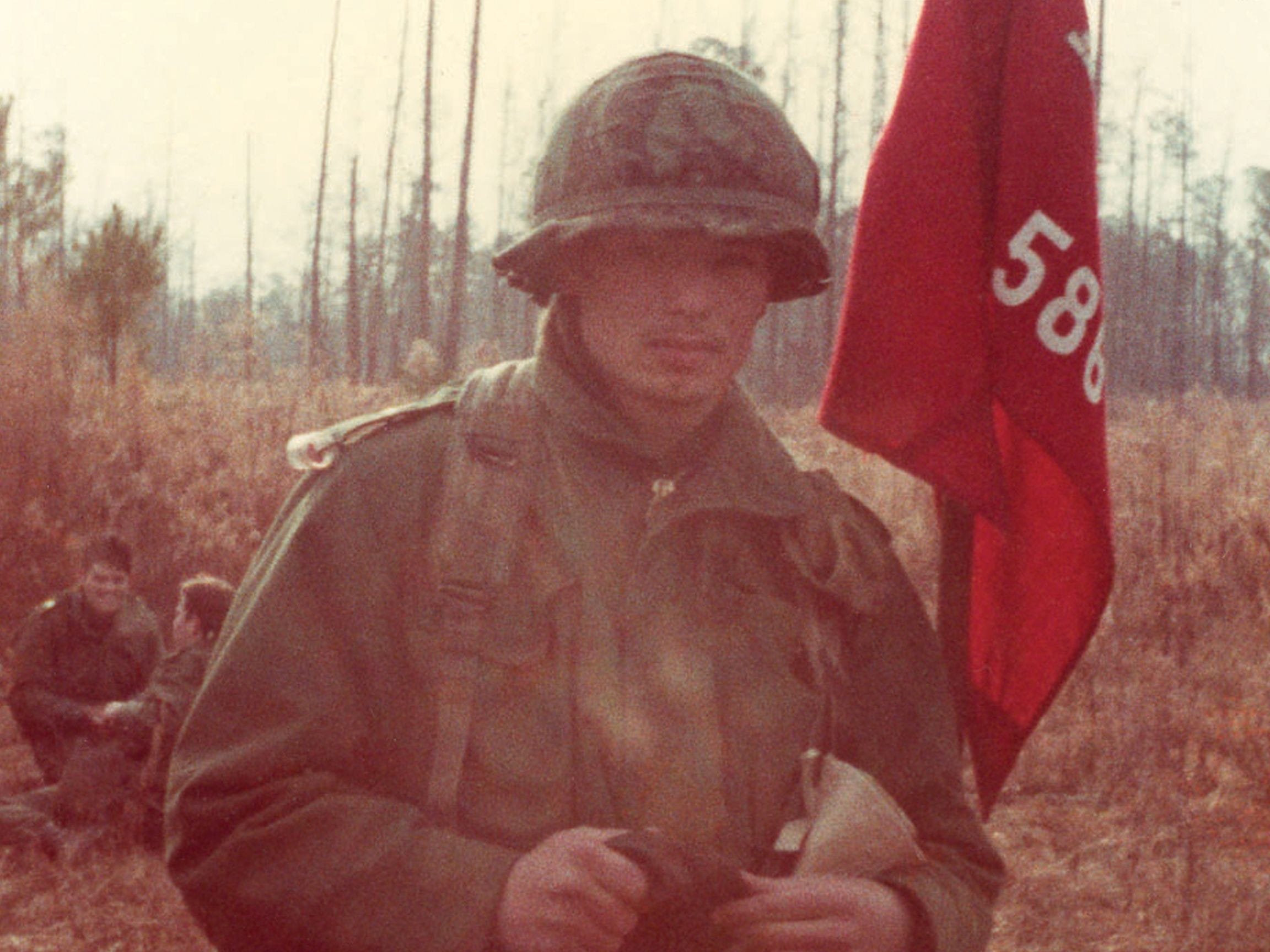 Straight out of high school Jim joined the United States Army. This photo was taken during "war games" at Fort Benning, Georgia when he was in a combat unit.