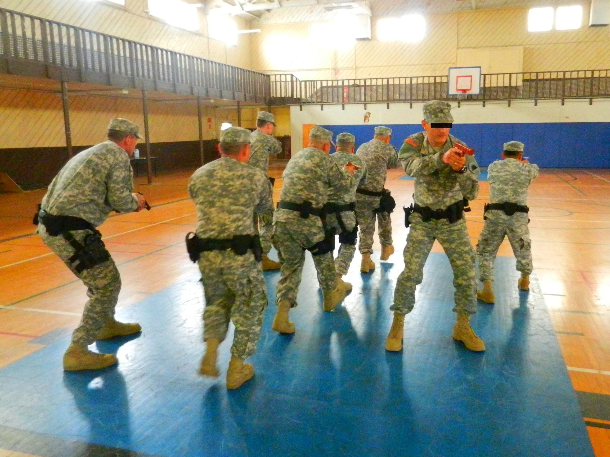Sergeant First Class Wagner has his soldiers practicing Active Shooter response formations, which was also training for the two schools on the military base.